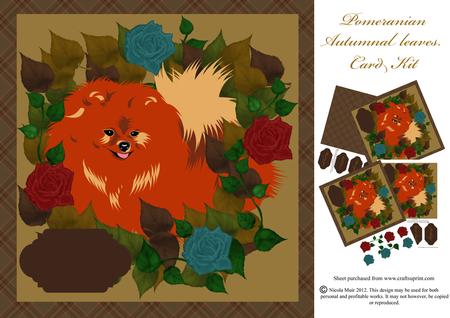 Pomeranian & Autumnal Leaves Card Kit