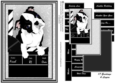 Boston Terrier Dog with Clapper Movie Card Kit