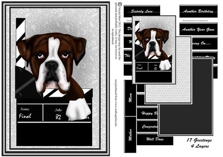 Boxer Dog with Clapper Movie Card Kit