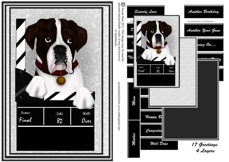 Boxer Dog with Clapper Movie Card Kit
