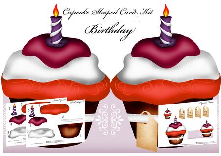 Birthday Candle Cupcake Folding Shape Card Kit