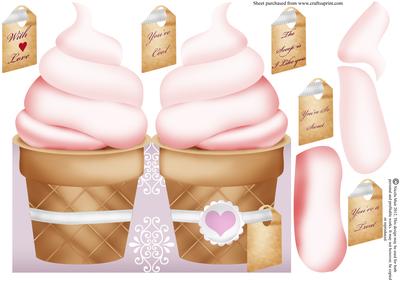 Strawberry Ice Cream Valentine Card