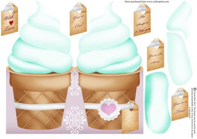 Mint Ice Cream Valentine Card