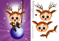 Rudolph Girl Swinging on Bauble
