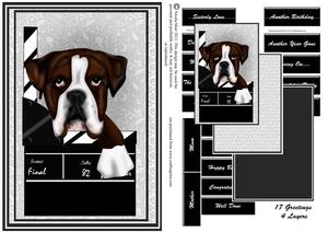 Boxer Dog with Clapper Movie Card Kit