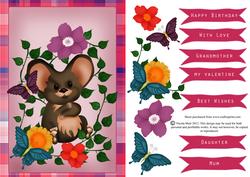 Mouse in Flowers and Butterflies