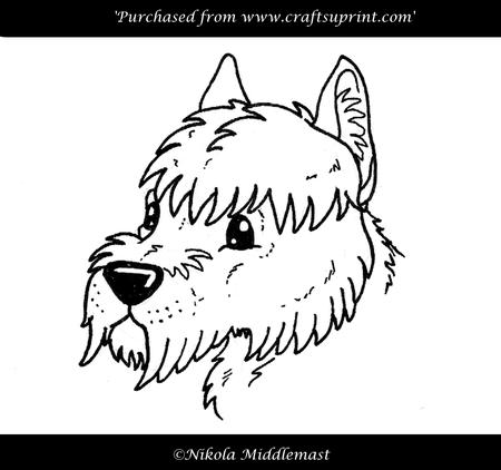 Scottish Terrier Head Cartoonish