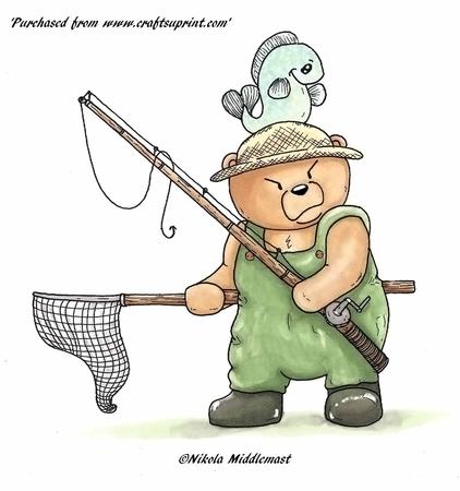 Coloured Gumpy Bear Fishing