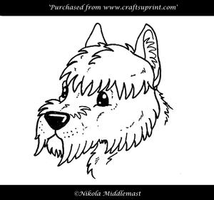 Scottish Terrier Head Cartoonish