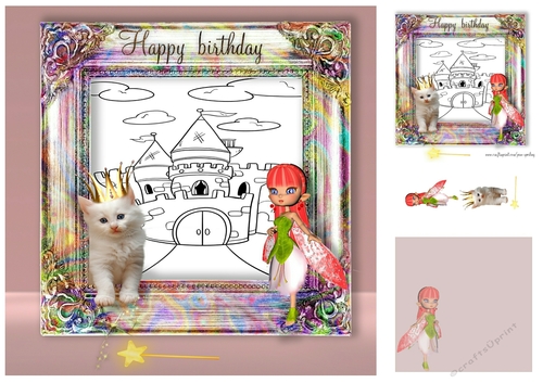 princess colouring card