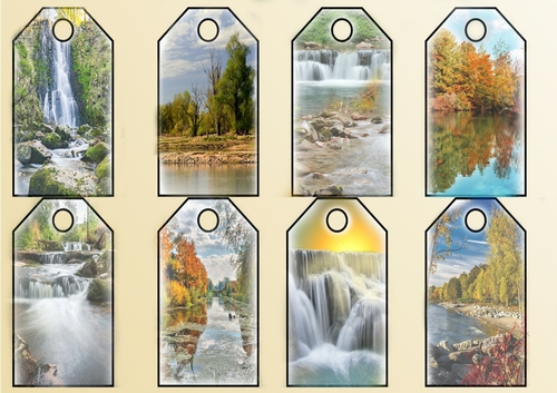 water scene gift tags