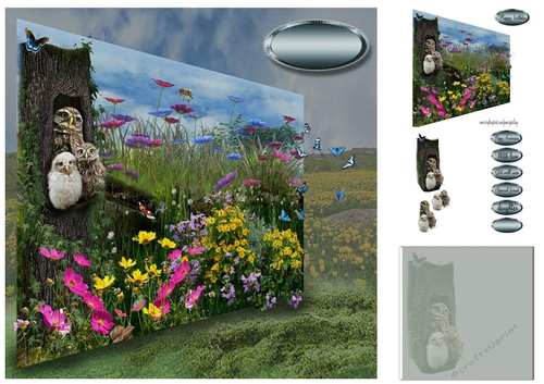 owls in the flowers
