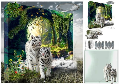 pair of white tigers 