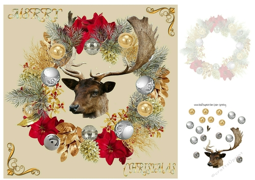 christmas stag in a wreath