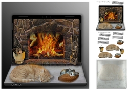 in front of the fire