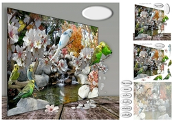 budgies at the waterfall
