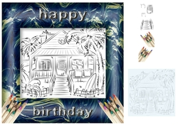 colouring birthday card