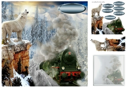 wolf and the steam train