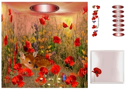 fawn in the poppies