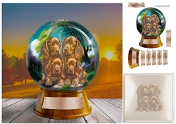 4 puppies in a globe