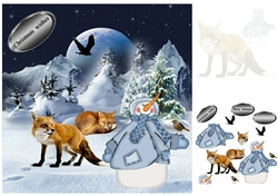 snowman and foxes
