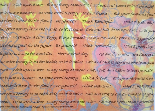 Special Words of Love and Encouragement Background backing sheet - Floral apricot Shadesdes