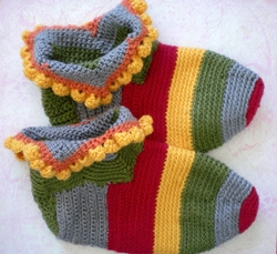 Crochet. Harlequin Slipper Socks