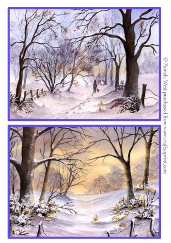 2 Winter scenes 1 A5 Christmas toppers 