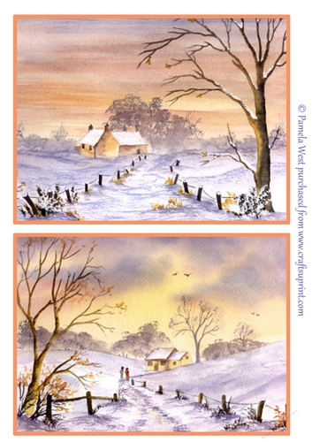 2 Winter scenes 2. A5 Christmas toppers 