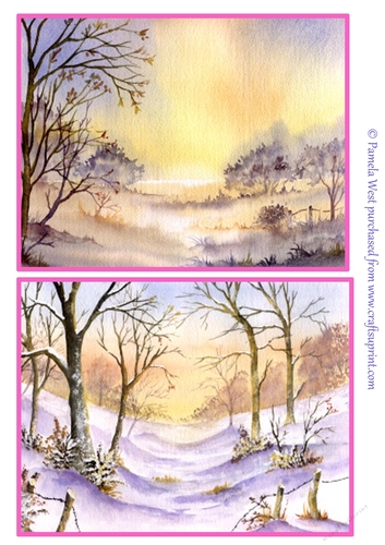2 Winter scenes 3. A5 Christmas toppers 