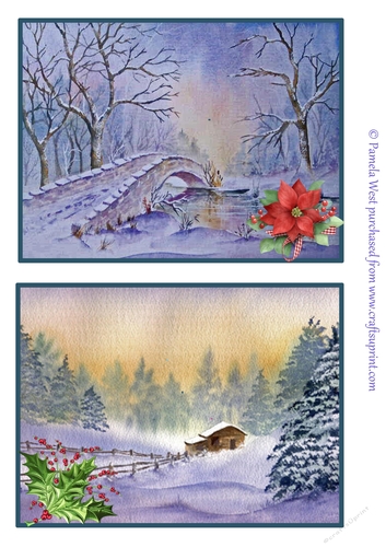 2 Winter scenes 4. A5 Christmas toppers 