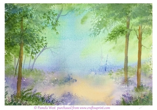 Misty Bluebells Original art for designer resources or card toppers