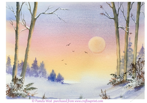 Misty Pines Original art for designer resources or card toppers