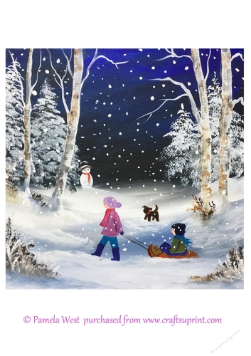 Fun in the snow 1 Original art for designer resources or card toppers