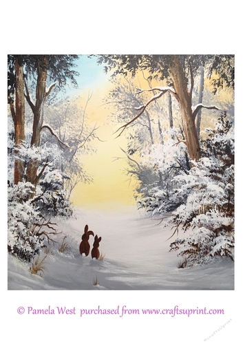 Rabbits in the snow  Original art for designer resources or card toppers