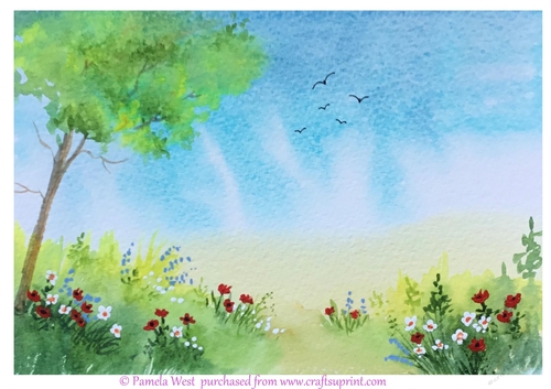Poppies in the Field  Original art for designer resources or card toppers