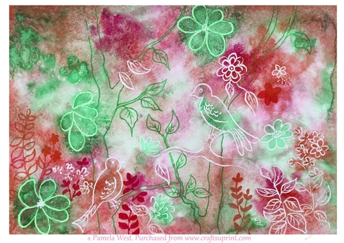Bird and Flower watercolour background 6