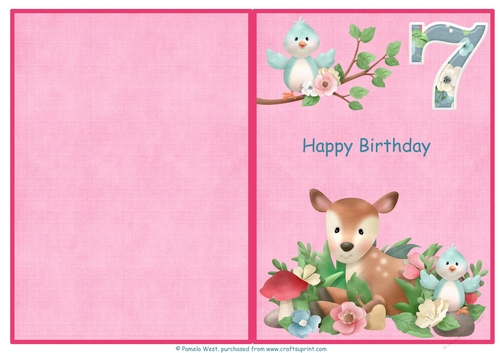 Little Deer 7th birthday print and fold quick card