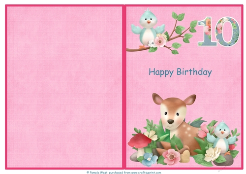 Little Deer 10th birthday print and fold quick card