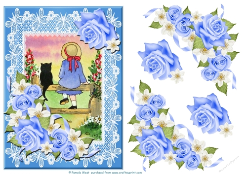 Watching the Sunset A5 card with decoupage