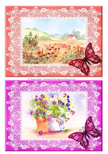 Poppy field and Pot of daisies 2 A5 card toppers