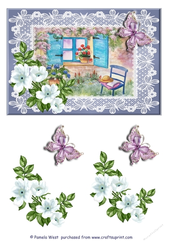 A peaceful place. An A5 card topper with decoupage 