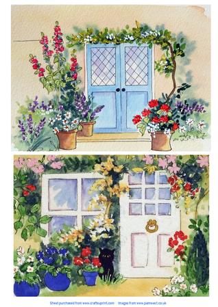 Blue Door and White Door with Cats