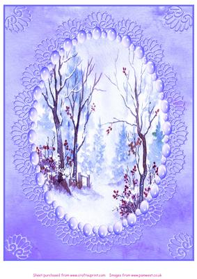 Blue Winter with Pearls Card Topper