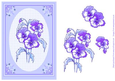 Blue Pansies and Gingham Decoupage Card
