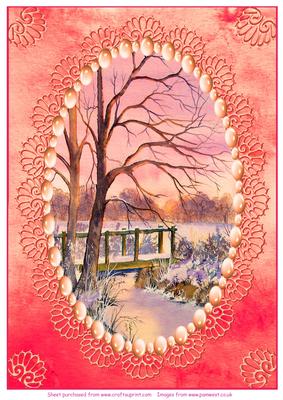 Winter Sunset with Pearls Topper