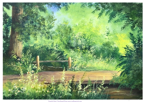Bridge Over the Stream. Original art for designer resources or card toppers