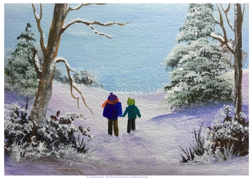 Winter Walk 4. Original art for designer resources or card toppers