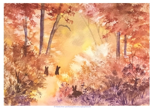 Autumn Woods. Original art for designer resources or card toppers