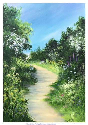 Country Path Summer Original art for designer resources or card toppers